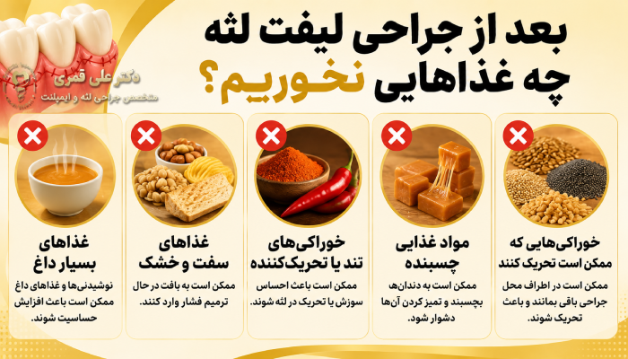 بعد از جراحی لیفت لثه چه غذاهایی نخوریم؟