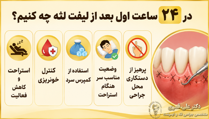 در ۲۴ ساعت اول بعد از لیفت لثه چه کنیم؟
